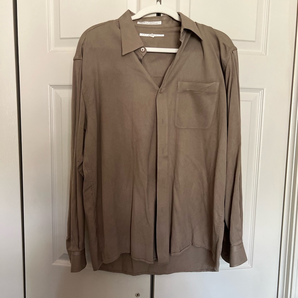 Perry Ellis Silk Brown Dress Shirt